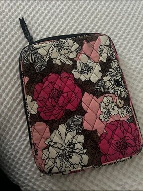 Vera Bradley Pink Brown Floral Quilted Small Laptop Case